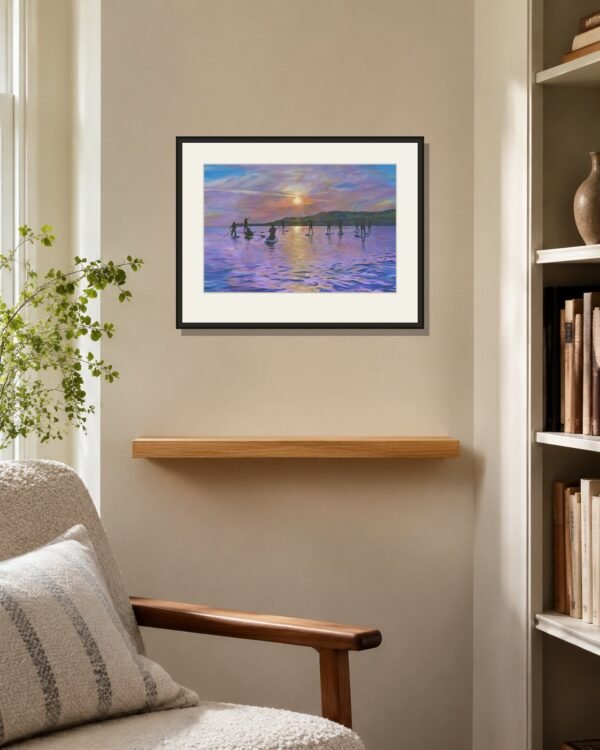 pbw-paddleboarding-at-kimmeridge-bay-print-framed-room.jpg Paddleboarding at Kimmeridge Bay – Fine-Art Giclée Print