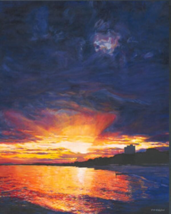 Sunset over Bournemouth Bay – Original Painting