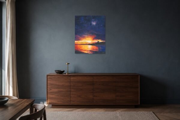 Sunset over Bournemouth Bay – Original Painting